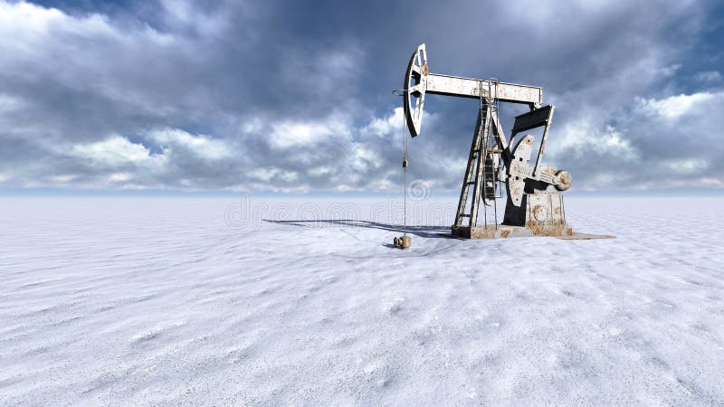 Oil field at snow