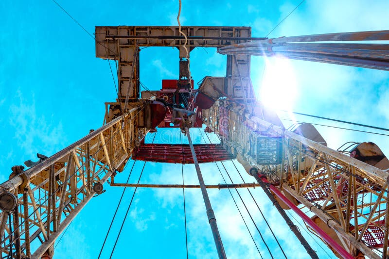 Oil and Gas Drilling Rig. Oil Drilling Rig Operation on the Oil Platform in Oil and Gas Industry