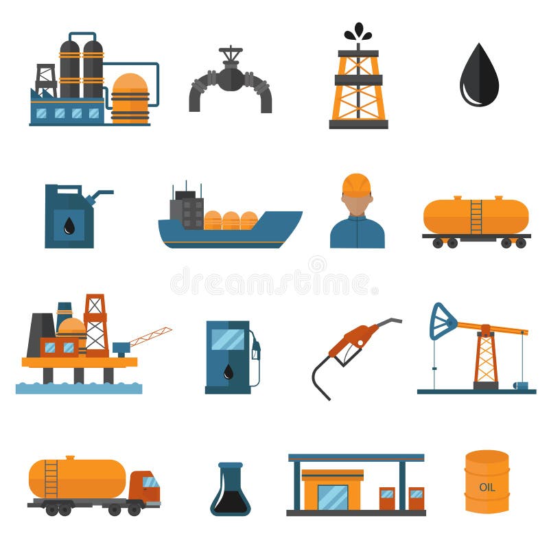 Oil Gas Industry Manufacturing Icons For Infographic 