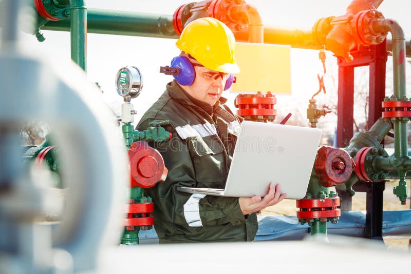 Operator Recording Operation of Oil and Gas Process at Oil and Rig