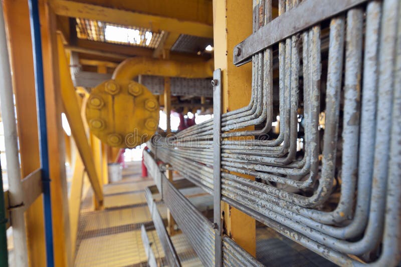 Oil and Gas Offshore Industry Structural Steel Pipe Work Stock Photo