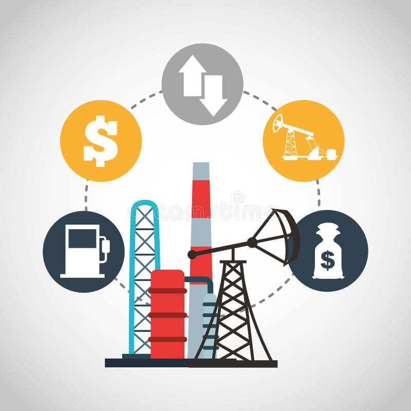 Oil Industry Business Icons Stock Vector Illustration of petrol