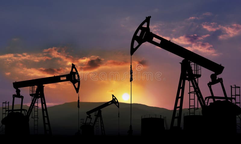 Ropné pole s čerpadlem jack , ropný průmysl.