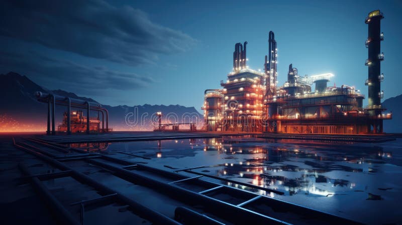 The petroleum industry of the future stock illustration