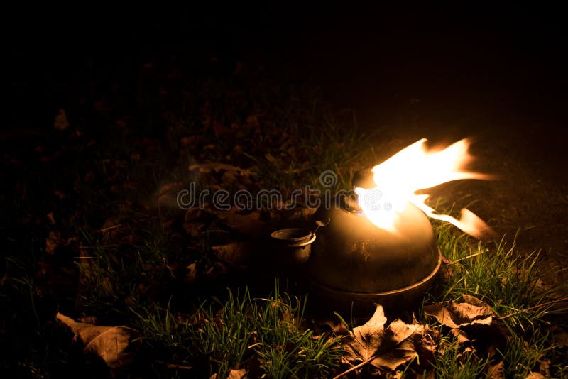 An Oil Lamp Burning at Night. Stock Image Image of burn, fire 166774649