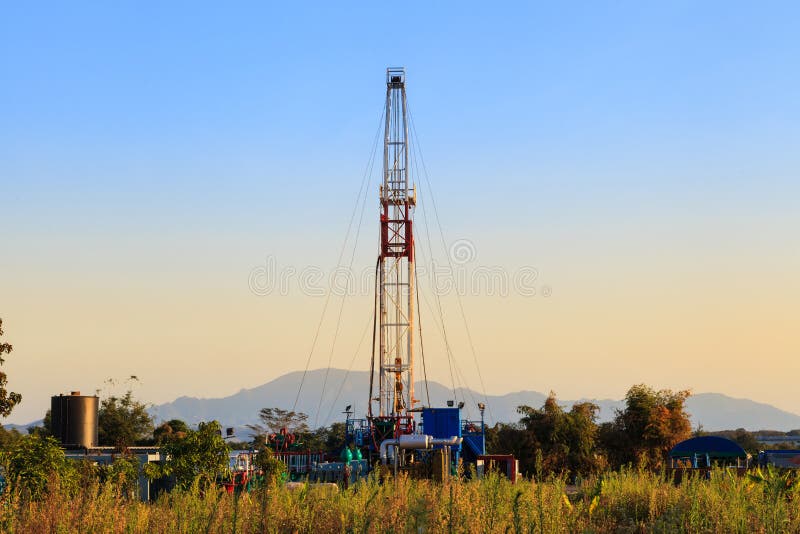 Oil Land Drilling Rig Working In The Field royalty free stock photography