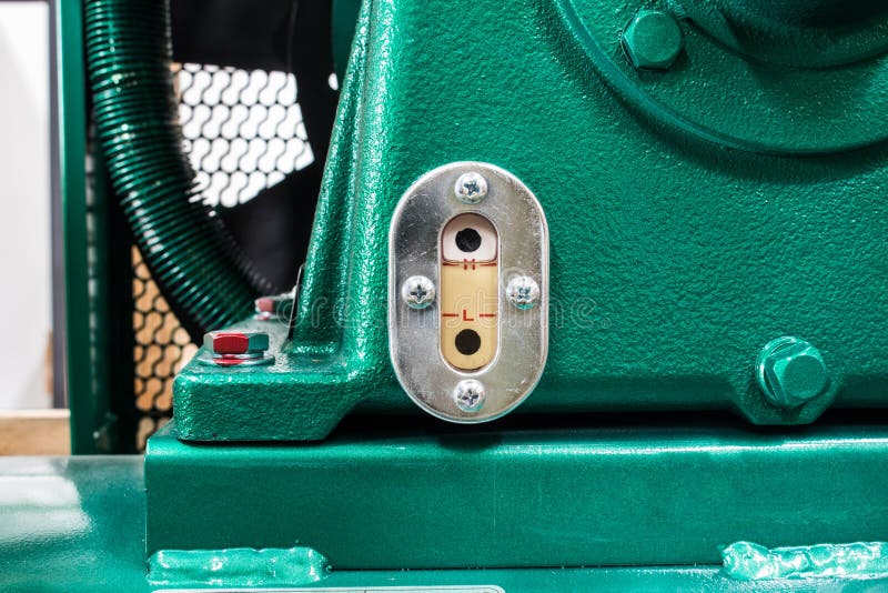 The Oil Level Gauge on Air Compressor Pump. Stock Image Image of pipe, parts 94464675