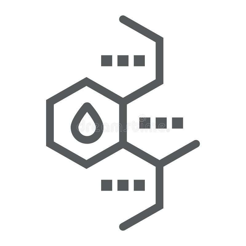 Oil Molecule Line Icon, Chemical and Molecular, Oil Formula Sign