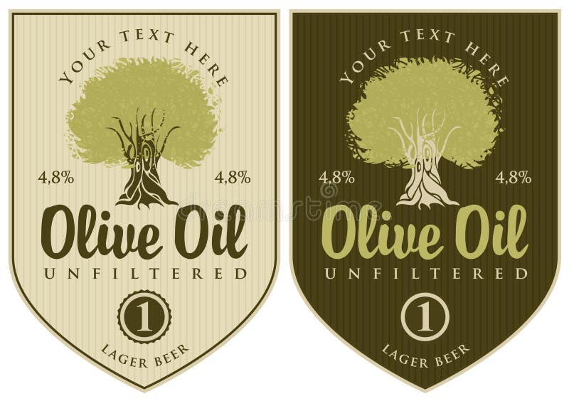 Set Of Colorful Olive Oil Labels. Stock Vector Illustration of icon