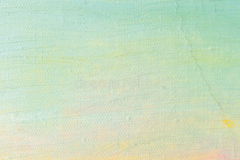 Natural oil background, bright pale turquoise pastel blue, yellow, pink, large brush strokes painting detailed textured canvas royalty free stock images