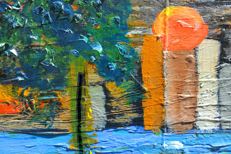 Oil Painting of Seattle Downtown. Modern City. Stock Illustration Illustration of colorful