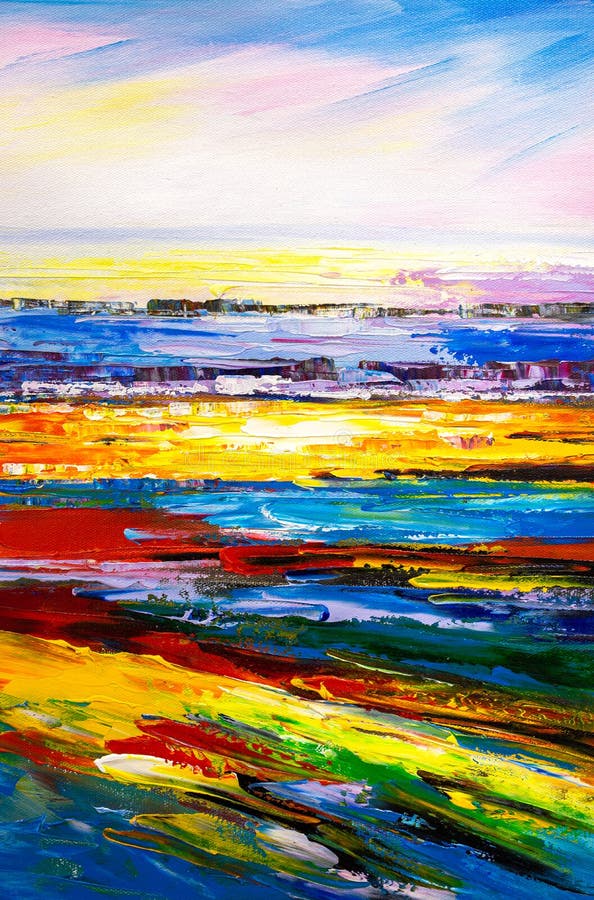 Oil Painting Abstract Ocean Stock Image Image of painting, sketch