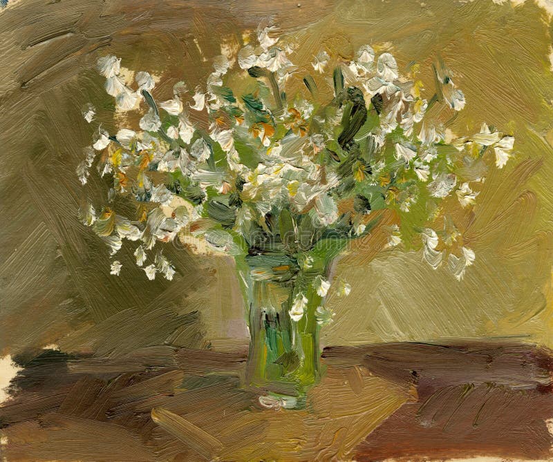 Oil painting a bouquet of flowers