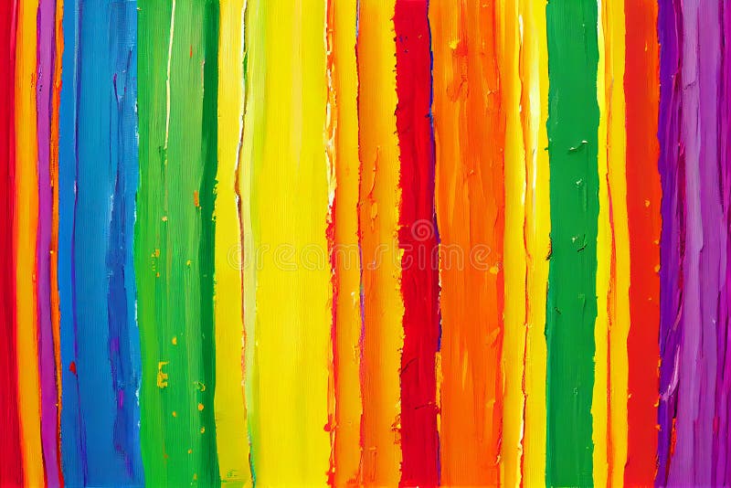 Oil painting of colorful vertical stripes background. Joyful vivid backdrop stock photo