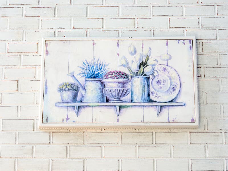 Oil Painting on a White Wall. Stock Photo Image of paint, field 37708526