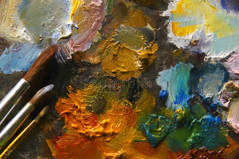 масляные краски и кисти. stock image. Image of brushes - 160128199