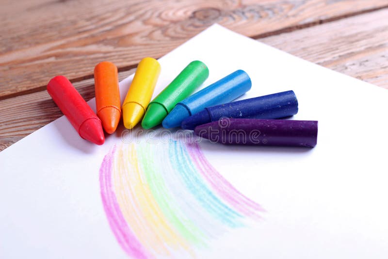 Oil Pastel Crayons Lying Paper Pastels Stock Photos Free & Royalty