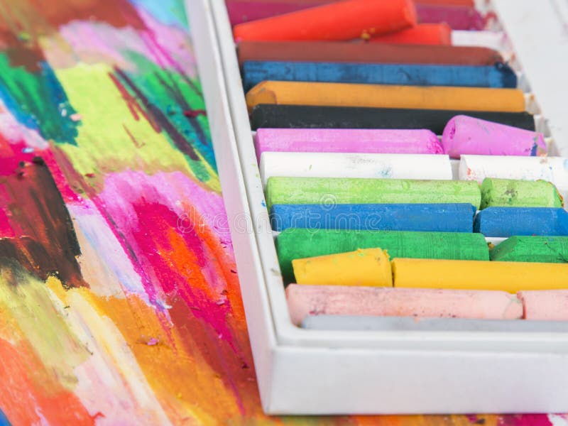 Oil Pastels Crayons on Colorful Background Stock Photo Image of paint, creativity 96089882