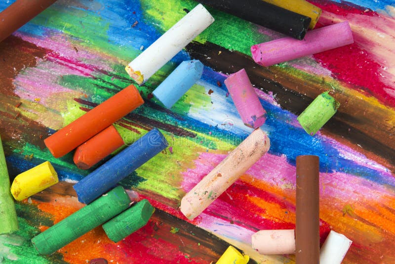 Oil Pastels Crayons on Colorful Background Stock Photo Image of equipment, creative 96090294
