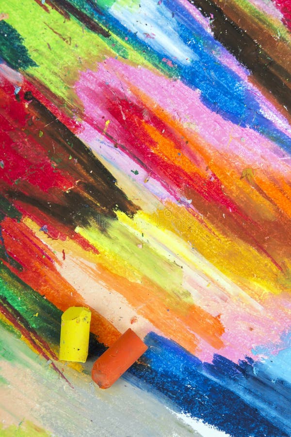 Oil Pastels Crayons on Colorful Background Stock Illustration Illustration of frame, paper