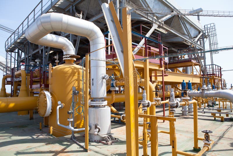 Oil Platform pipeline and pressure transfer system royalty free stock image Oil Platform pipeline and pressure transfer system royalty free stock image