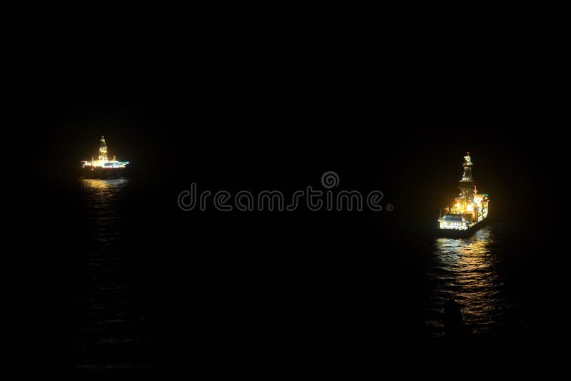 Oil platform and ship on the sea stock photography Oil platform and ship on the sea stock photography
