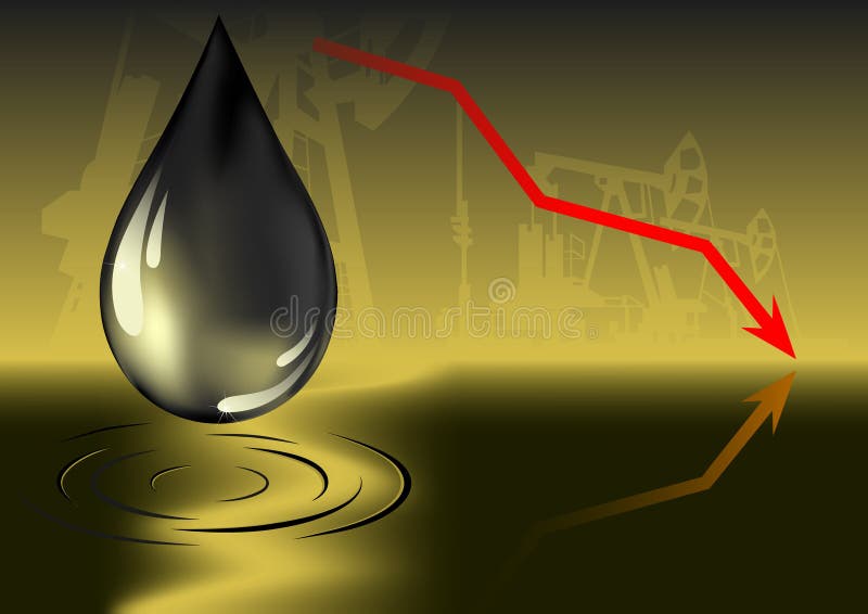 Vector of oil price decrease. Power decrease vectors