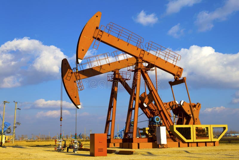 Oil pump jack stock photo. Image of pipeline, blue, generation 10171778