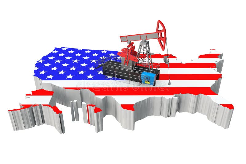 Oil Pump over United States Map on a white background