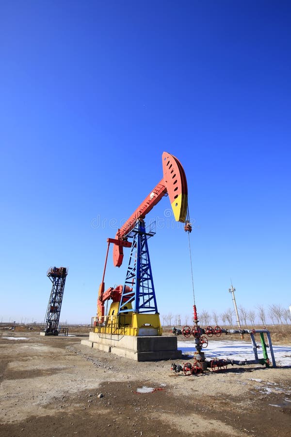 Oil pump in the work stock photo. Image of digging, beautiful 99547402