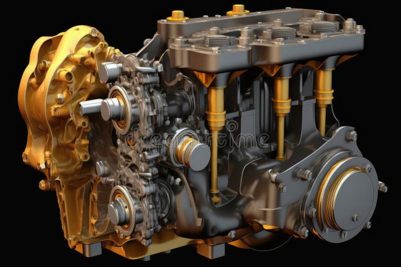 Oil Pumps System for Lubricating Automobile Engine Stock Illustration