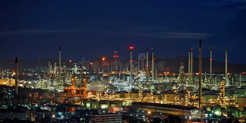 Oil refinery with beautiful sky background