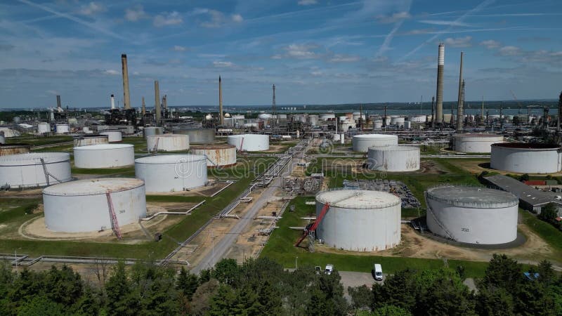 Oil refinery Fawley aerial footage