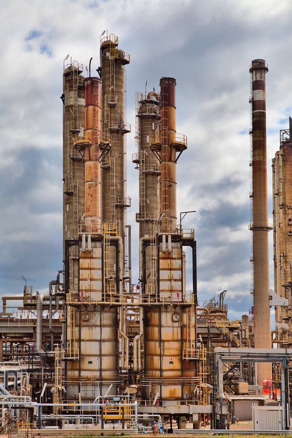 Oil refinery petrochemical chemical industry fuel distillation of petrol industrial plant. Oil refinery petrochemical chemical industry fuel distillation of petrol industrial plant