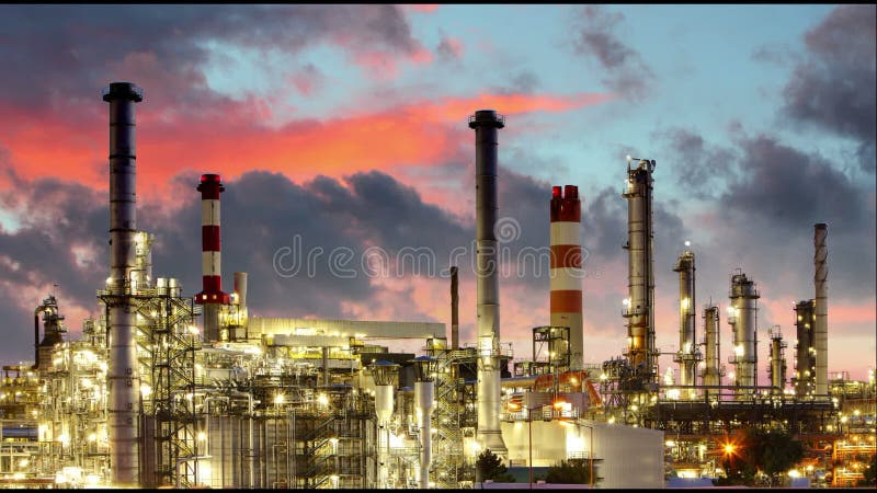 Oil refinery, time lapse