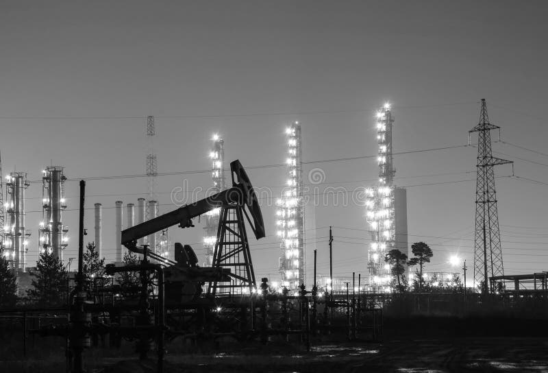 Oil Rig at the Background of Refinery. Stock Image Image of energy