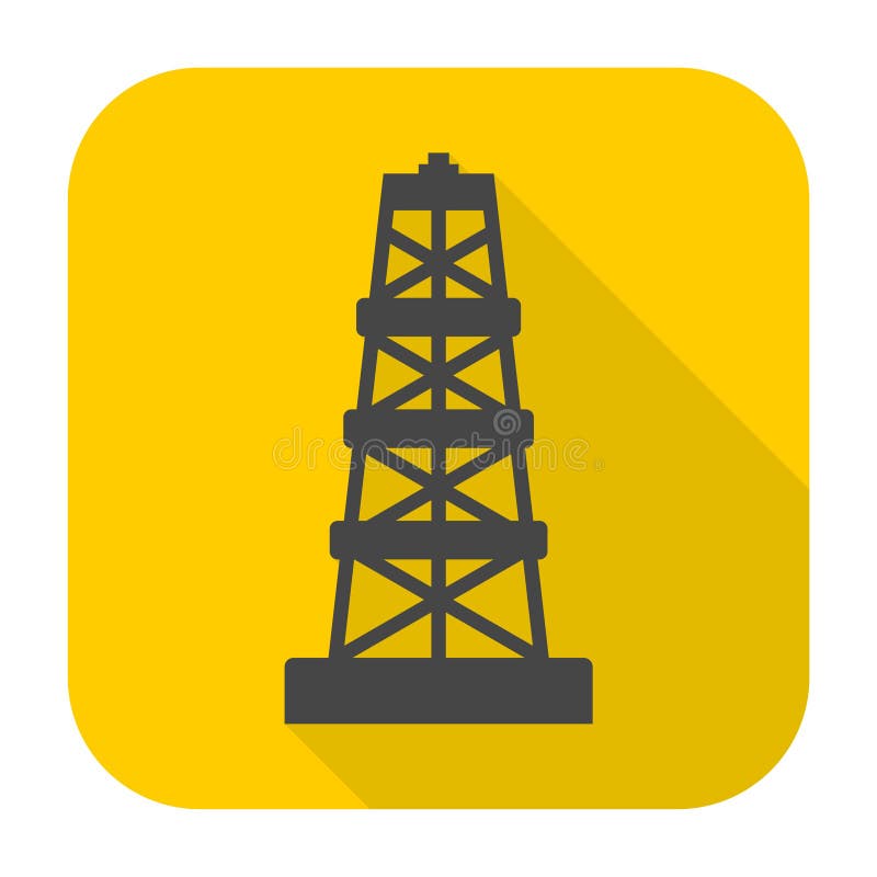 Oil rig icon with long shadow vector illustration Oil rig icon with long shadow vector illustration