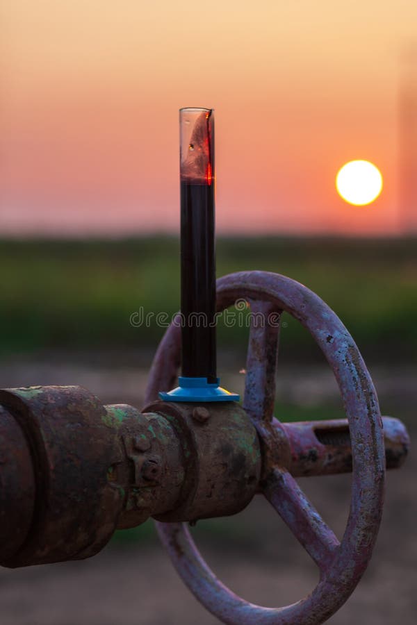 Oil Sample in a Test Tube on an Oil Pump Stock Image Image of jacks