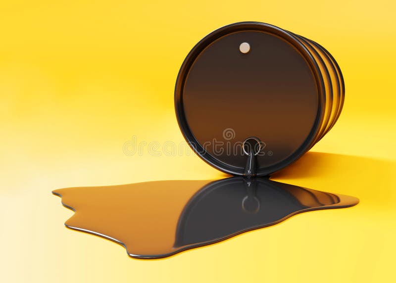Oil is Spilling from the Barrel on Yellow Background Stock Illustration ...