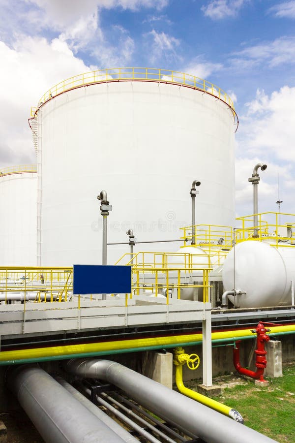 Oil tank farm in refinery stock image. Image of industry 56788789