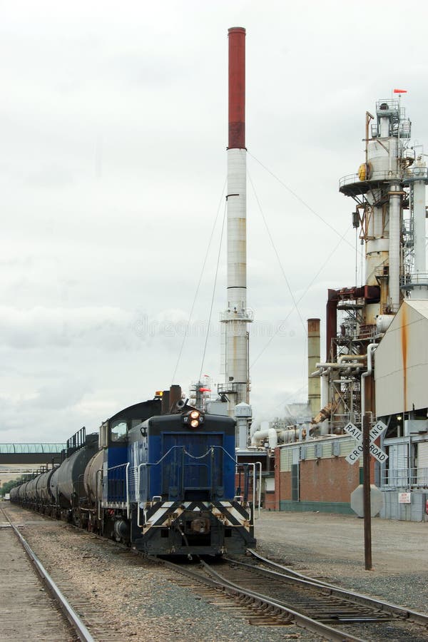 Oil Refinery With Train Fuel Tankers Stock Image Image of chemical