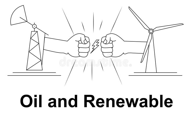 Oil vs Renewable power stock vector. Illustration of font 277781014