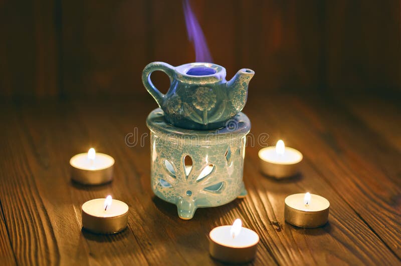 The Oil Warmer in the Candles Stock Image Image of decoration