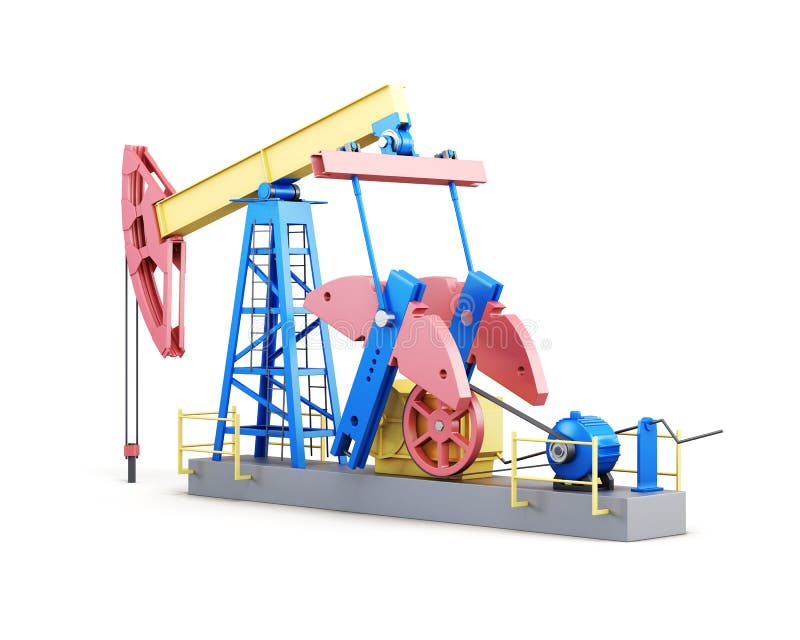 Oil Well Pump Isolated On White Background. 3d Render Image Stock
