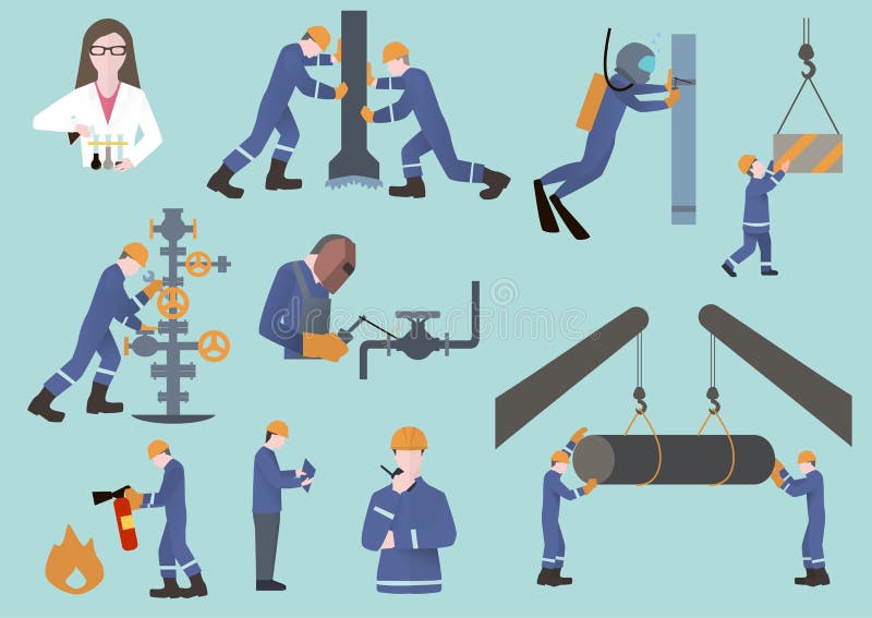 Oilman, gasman or oil and gas industry worker on production vector illustration. Oilman, gasman or oil and gas industry worker on production vector illustration