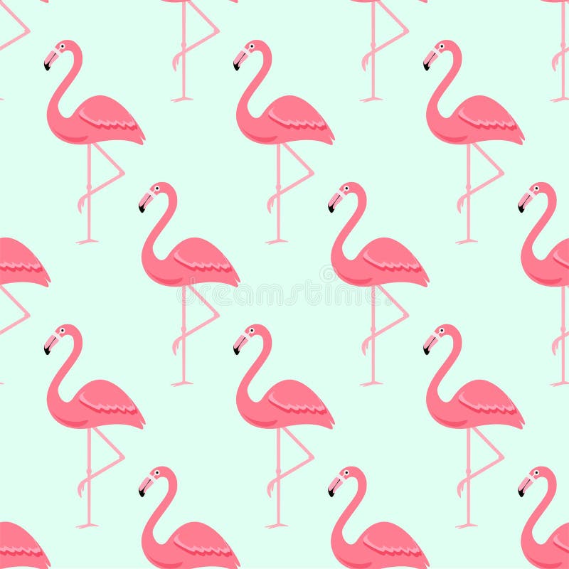 Oiseau de flamant et fond tropical de fleurs - rétro modèle sans couture illustration stock Oiseau de flamant et fond tropical de fleurs - rétro modèle sans couture illustration stock