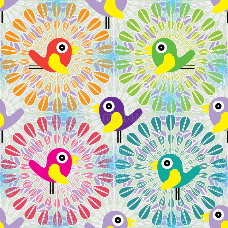 Oiseau à l'intérieur de modèle sans couture de cercle illustration stock Oiseau à l'intérieur de modèle sans couture de cercle illustration stock