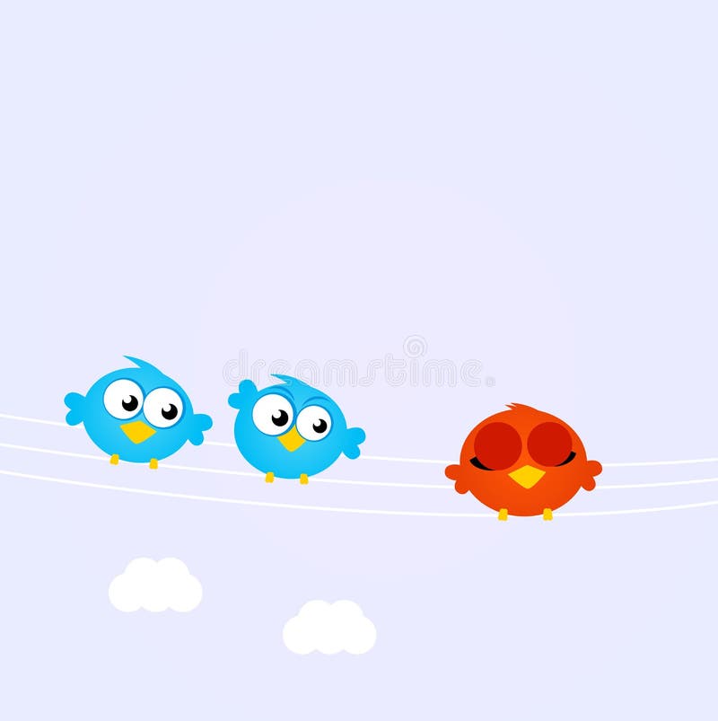 Oiseaux bleus en conformité avec le rouge divers un illustration stock Oiseaux bleus en conformité avec le rouge divers un illustration stock