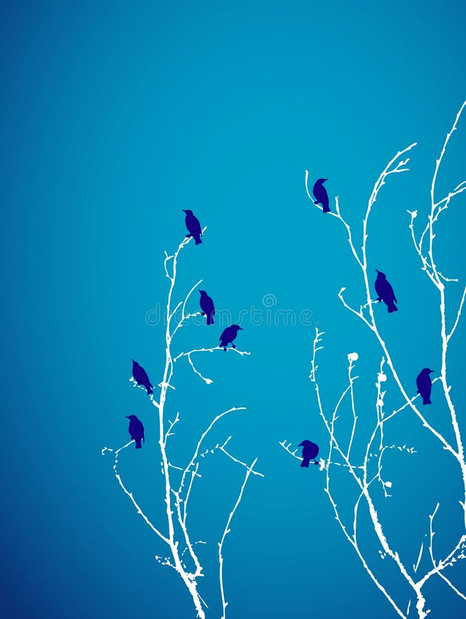 Oiseaux sur des branchements illustration libre de droits Oiseaux sur des branchements illustration libre de droits