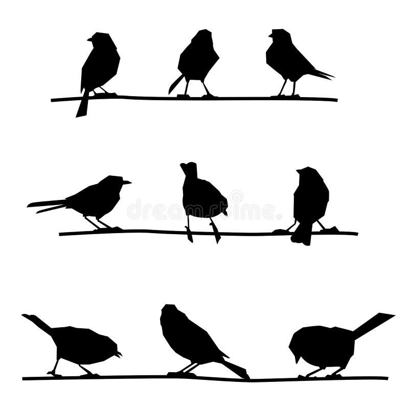 Oiseaux Sur Des Branches Illustration De Vecteur